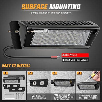 Nilight RV Exterior Light 2PCS 9 Inch Porch Lights Flood Beam 12V 24V LED Scene Cargo Lighting Black Aluminum Housing for RVs Trailers Travel Campers 5th Wheels Motorhome SUV Truck