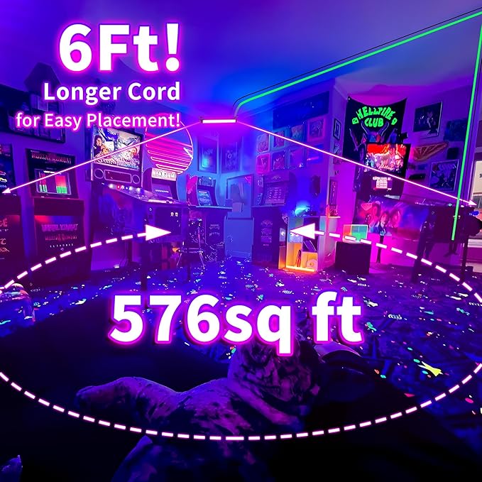 42W Black Light Bar for Glow Party, LED Black Lights with 6ft Cord, Plug, and Switch, Blacklight Bar for Glow in the Dark Party Supplies, Stage Lighting, Neon Party, Halloween Decorations, 4 Pack