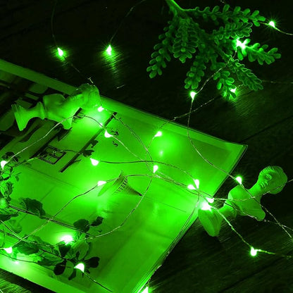 Ariceleo Mini St. Patrick's Day Fairy Lights Battery Operate, 1 Pack Copper Wire 3*AAA Battery Powered Led Starry Fairy String Lights for Bedroom, Christmas, Party, Wedding, Decoration(5m/16ft Green)
