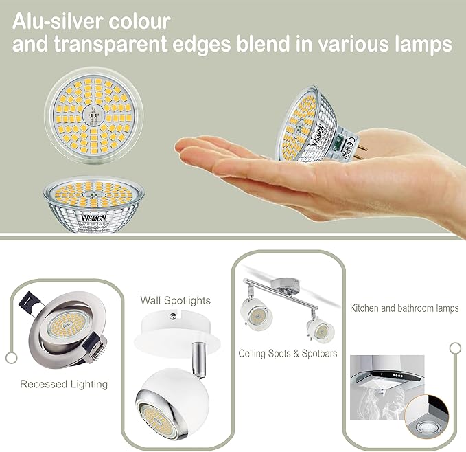 MR16 GU5.3 LED Bulbs, 6.5W Neutral White 4000K Light Bulbs, 60W Halogen Bulb Equivalent, AC/DC12V Low Voltage Bulb, 580Lm Spotlight Bulbs, Non-dimmable, 120° Beam Angle, Pack of 6