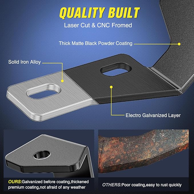 Nilight Ditch Light Brackets Hood Hinges Mount Bracket Kit for Auxiliary Offroad LED Pods Work Lighting Compatible with Toyota Tundra 2014 2015 2016 2017 2018 2019 2020 2021