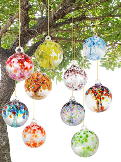 Dale Tiffany Hand Blown Glass, 3" Diameter Nova, Tree of Life Collection, Witch Globe Hanging Garden Indoor/Outdoor Decorative Ornament Gazing Ball