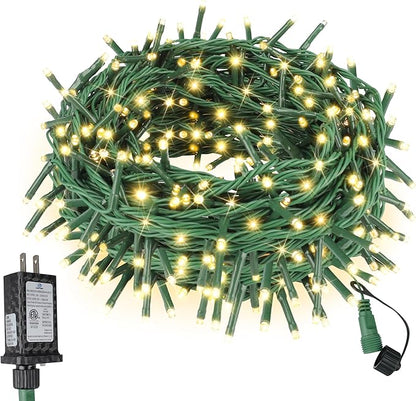 66FT 200 LED Christmas Mini Lights End-to-End Plug 8 Modes Indoor String Lights with Timer, Outdoor Indoor Twinkle Fairy Lights Christmas Tree Patio Garden Holiday Warm White