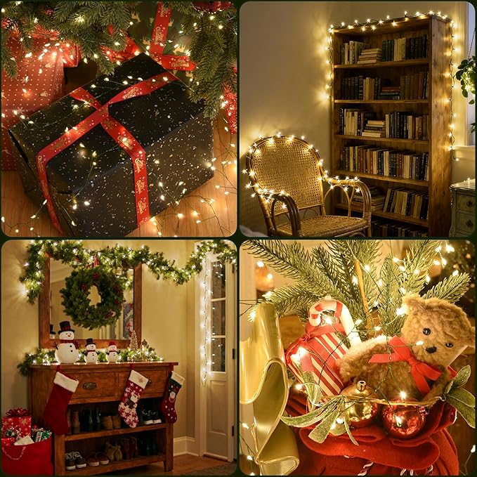 Fairy Lights Plug in 195Ft 3000LED Warm Christmas Garland Lights with Timer Remote Waterproof Firecracker Twinkle Cluster String Light for Bedroom Wreath Party Wreath Tree Decor Green Wire