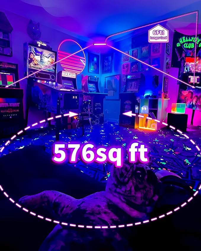 42W Black Light Bar for Glow Party, Blacklights with 6ft Cord, Plug, and Switch for Glow Party, Stage Lighting, Neon Party, Halloween Decorations, 2 Pack