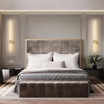 Battery Operated Modern Wall Sconces,Dimmable Wireless Wall Light Set of Two with Remote Control,3 Color Temperatures,Rechargeable LED Wall Sconce for Bedroom,Living Room,Hallway,27.6 Inch,Matte Gold