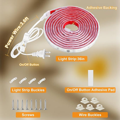 maylit Under Cabinet Strip Lighting Plug in 36in, Ultra Bright Small LED Light Bar, 2700K Warm White, Wired Lights for Kitchen Cabinet, Counter, Workbench, Desk, Closet, Shelf, Indoor