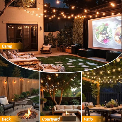 LAMPHOME 100Ft Outdoor String Lights, 50+2 Shatterproof Edison Bulbs Waterproof Connectable Dimmable Patio Lights, Outdoor Lighting for Backyard Porch Garden Balcony Deck Cafe Christmas Party Decor