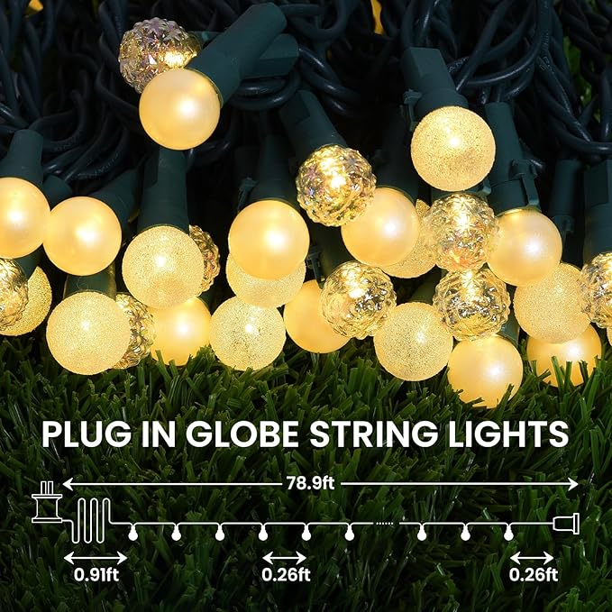 300 LED Christmas Tree Lights 100FT Globe String Lights UL Listed G15 Snow Glass Bulbs Fairy Lights Plug in Christmas Lights for Bedroom Xmas Tree Patio Party Garden Wedding Soft Warm White