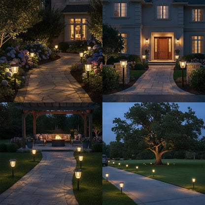 XMCOSY+ Solar Pathway Lights Outdoor, Warm White 10/25 LM Glass Solar Lights for Yard, Patio & Walkway, Waterproof Landscape Lighting with Auto On/Off, Decorative Garden Lights for Lawn & Driveway
