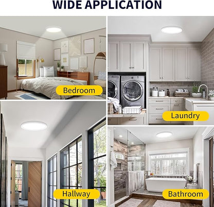 mw 16 Inch Flush Mount Ceiling Light, 30W, 120V, 5CCT 2700K/3000K/3500K/4000K/5000K, Dimmable Ultra Slim Modern LED Ceiling Light, Damp Location for Bedroom, Kitchen, Laundry Room, ETL Listed