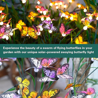 TONULAX Solar Garden Lights - 6 Pack Swaying Butterfly Light, Swaying in The Wind, Solar Outdoor Lights, Yard Patio Pathway Decoration, High Flexibility Iron Wire & Realistic Butterflies (6 Pack)