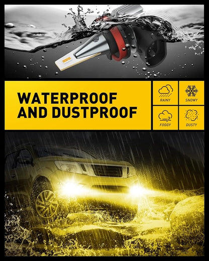 AUXITO H8 H11 H16 LED Fog Light Bulbs, 3000K Amber Yellow, Strong Penetrating Power, Long Lifespan, Plug and Play, Canbus Error Free, Halogen Replacement DRL Bulbs for Rainy Snowy Foggy, 2 Pack