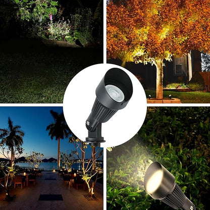 Lumina Lighting® 5W Landscape Lighting 12V Landscape Lights Low Voltage Landscape Spotlights Warm White Waterproof Outdoor Replaceable LED Bulb for Garden,Lawn,Porch,Patio and Yard (Black) (6-Pack)