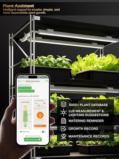 T5 Smart Grow Light for Indoor Plants,3500K Full Spectrum LED Plant Light Strips with 3/9/12H Auto Timer,Stepless Dimming,Modular Design，Plug and Play (White, 2 Pack)