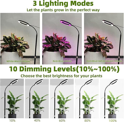 LED Grow Light for Indoor Plants, Full Spectrum led Grow Light,35 inches Adjustable Height,Growing Lamp with Timer, 10 Dimmable Brightness,Ideal for Tall Plants