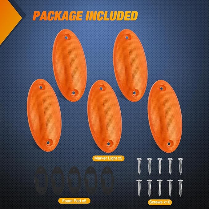 Nilight Cab Roof Marker Light 5 PCS 4 LED Amber Top Clearance Indicator Lights Waterproof Surface Mount for Heavy Duty Trucks Trailer RV Camper Tractor