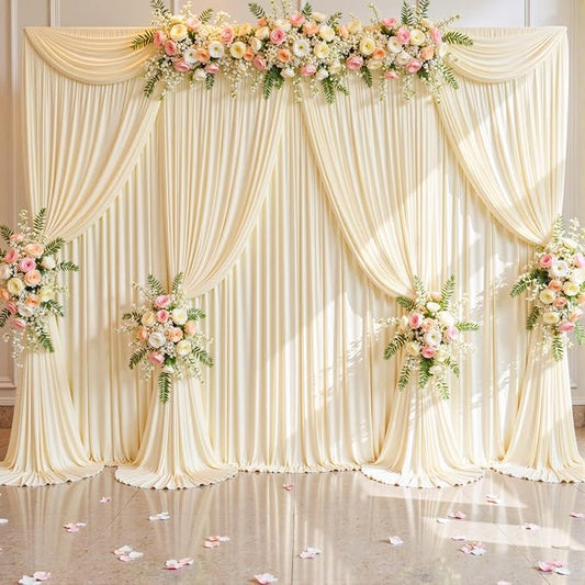 10ft x 15ft Champagne Wrinkle Free Backdrop Curtains for Wedding Party Backdrops Curtain Drapes Fabric Decorations Photo Back Drop Cloth for Baby Shower Photography Stage Reception