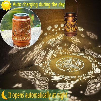 Solar Lanterns Outdoor Waterproof,Mothers Day Gifts,Birthday Gifts for Women Mom Grandma,Garden Decor Metal Hanging Decorative Solar Lights,Gardening Gifts for Yard,Patio, Lawn,Tabletop(Butterfly)