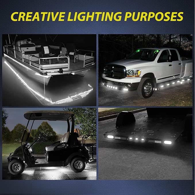 Nilight 10PCS 3.8" 6LED White LED Indicator Light Truck Camper Side Marker Clearance Lights for Marine Boat Stern Yacht Kayak Sailboat Trailer Bus RV