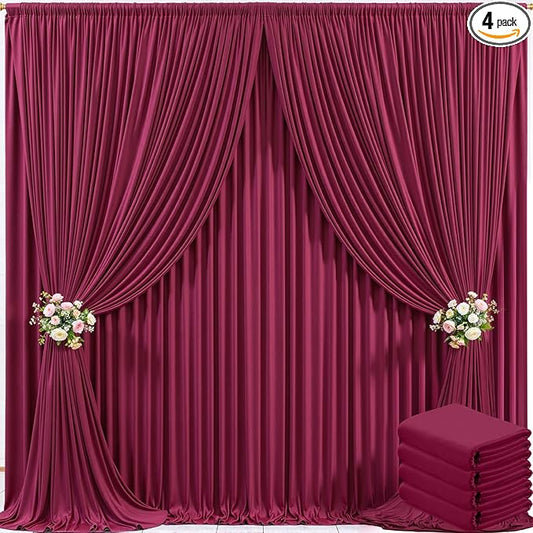 20ft x 10ft Burgundy Backdrop Curtain for Parties Wedding Maroon Wrinkle Free Backdrop Drapes Panels for Birthday Party Bridal Shower Photo Photography Polyester Fabric Background Decoration