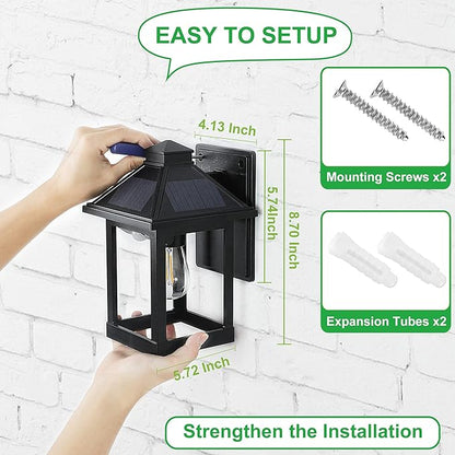 CYHKEE Solar Powered Wall Lanterns Outdoor with 3 Modes, Dusk to Dawn Motion Sensor LED Sconce Lights Waterproof, Exterior Front Porch Security Lamps Wall Mount Patio Fence Decorative Light Fixtures