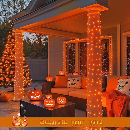 JMEXSUSS 200 LED Orange Fairy Lights Plug in, 8 Modes Halloween Lights Indoor Outdoor with Wheel, 66 ft Remote Control Thanksgiving Light for Halloween Thanksgiving Christmas Party Gift Decor