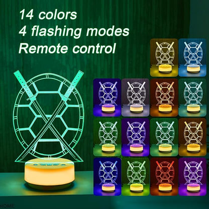 Samurai Sword Night Light Magical Turtle Decorative Light Children's Room Decorative Art, 14 Color Ambient Light, Birthday Gifts for Boys, Fan Gift for Anime