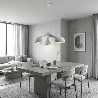 JAYMP 3-Lights Pendant Light Fixture for Dining Room Kitchen Island Restaurant Farmhouse E26 Base Modern Hanging Lamp 1 Pack (Matte White,E Shape, 72cm/28.3in)