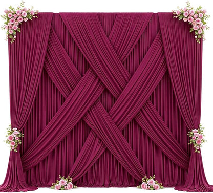 30ft x 10ft Burgundy Backdrop Curtain for Parties Wedding Maroon Wrinkle Free Backdrop Drapes Panels for Birthday Party Bridal Shower Photo Photography Polyester Fabric Background Decoration