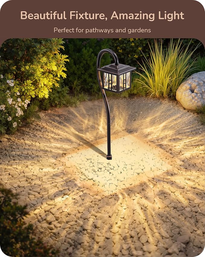 EDISHINE Low Voltage Landscape Lighting, 3W 185LM Oil-Rubbed Bronze Outdoor Landscape Path Lights, Low Voltage Pathway Lights for Garden Driveway, Die-Cast Aluminum, 50,000H, 6-Pack