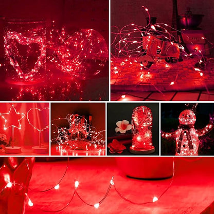 ZGWJ Fairy Lights Battery Operated, 8 Pack Twinkle String Lights 20 LED 7FT 3 Lighting Modes for Bedroom Decor, Easter, Halloween, Christmas, Party Indoor and Outdoor Decoration Red