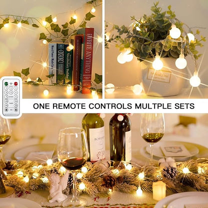 suddus Globe String Lights, 100 Led String Lights Plug in, Indoor Fairy Lights for Classroom, Backyard, Patio, Garden, Party, Bedroom, Living Room,Wall, Warm White