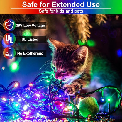 Multicolor Christmas Lights Outdoor, 66FT 200 LED String Lights for Outside Waterproof with 8 Modes, Plug in Connectable Fairy Twinkle Light for Indoor Room Patio Yard Party Holiday Decorations