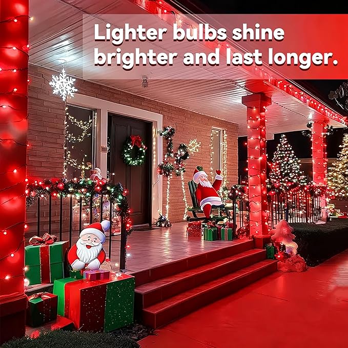 2 Pack Solar String Lights Outdoor, Total 100 LED Each 20Ft with 8 Lighting Modes for Yard, Fence,Balcony, Party,Christmas Tree Decorations (Red Light)