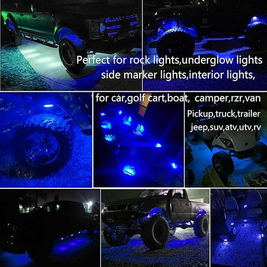 20 Pcs Blue LED Rock Strip Lights,Wheel Well Underglow Lighting Kits,Car Rock Lights Exterior Side Marker Lights for Wrangler Truck Golf Cart RV RV SUV Offroad