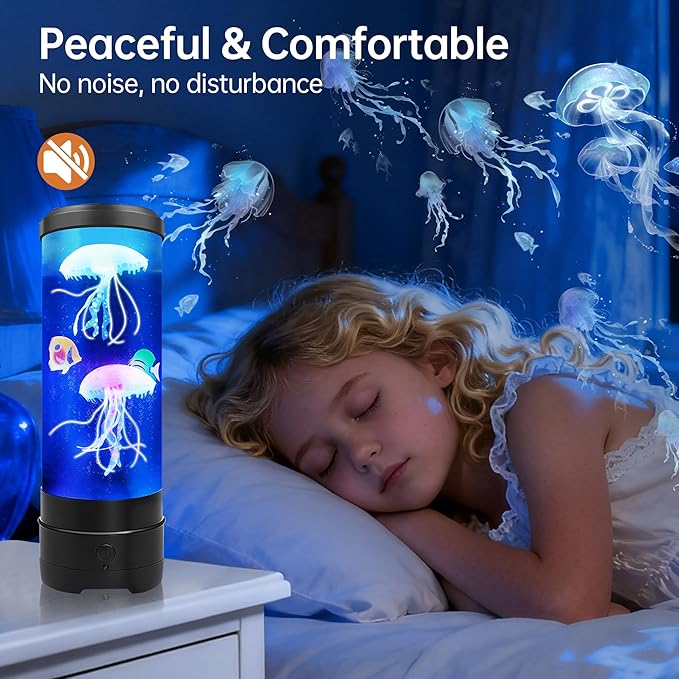Jellyfish Lamp With Bluetooth Speaker, 17 Colors Changing & 4 Lighting Modes Jelly Fish Light Lamp, USB Powered Jellyfish Decor Light, Christmas Halloween Gifts for Teen Room Decoration, Black