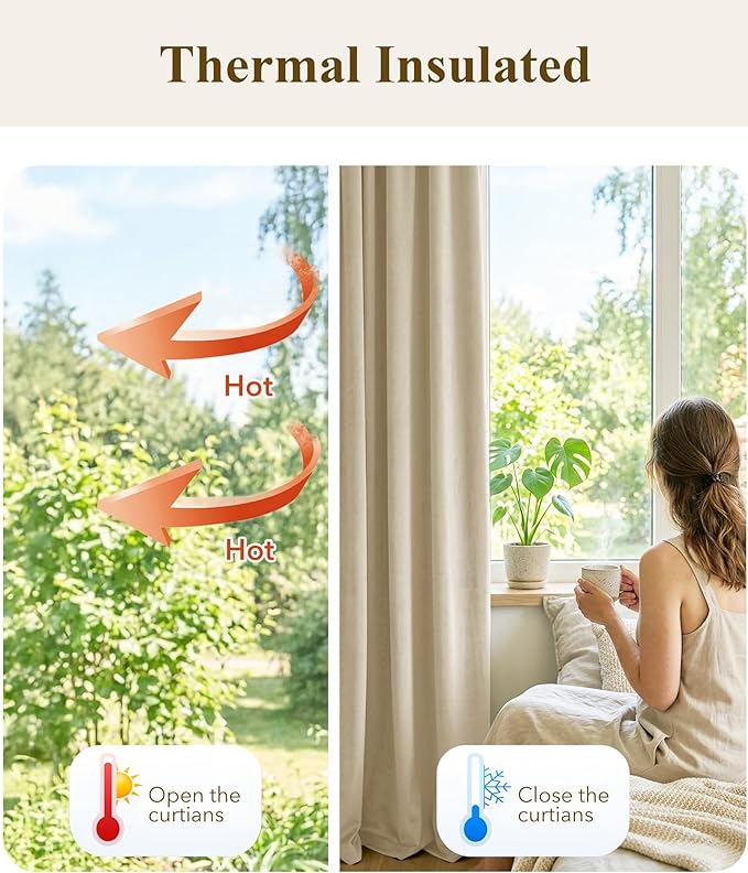 StangH Beige Velvet Curtains 84 inches Back Tab Privacy Light Dimming Window Panels for Nursery Kids Bedroom Elegant Home Decoration for Living Room/Patio, W52 x L84, 2 Panels