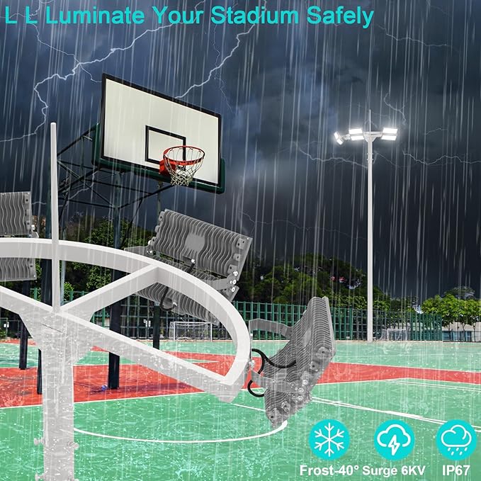 200W LED Flood Lights Outdoor,26000Lumen 6500K Super Bright Stadium Lights,Surge 6KV Outdoor LED Flood Light，IP67 Waterproof for Stadium Yard Garden