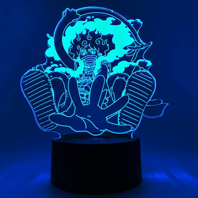 Otaku Lamps Luffy GEAR5 Posing One Piece – Anime Lamp Figure Night Light, 16 Color RGB LED – 3D Anime Room Décor Gift for Otaku