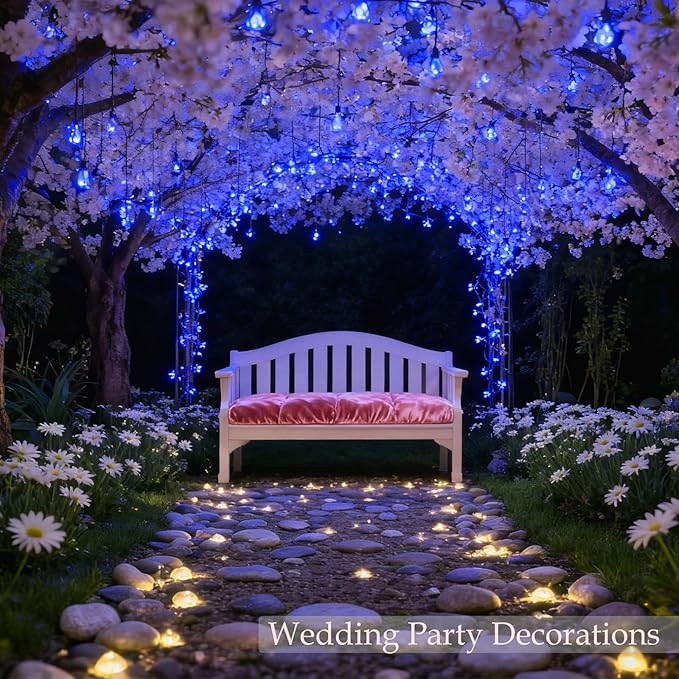 JACUXLSS 100 LED Light Up Flowers String Lights for Bedroom Romantic Decor, Plug in Fairy Cherry Blossom Tree Wall Hanging Indoor DIY Decorations for Christmas Easter Valentines Day Proposal Birthday
