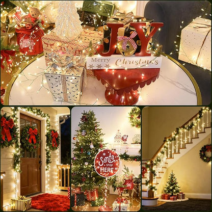 Fairy Lights Plug in 65Ft 1000LED Warm Christmas Garland Lights with Timer Remote Waterproof Firecracker Twinkle Cluster String Light for Bedroom Wreath Party Wreath Tree Decor Green Wire
