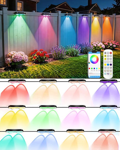 Outdoor Deck Lights 16 Pack, 100ft Smart RGB Outdoor Lights, APP, Remote Control, Waterproof LED String Light with Timer for Wall Fence Step Yard Stairs Pool Halloween Christmas Decor