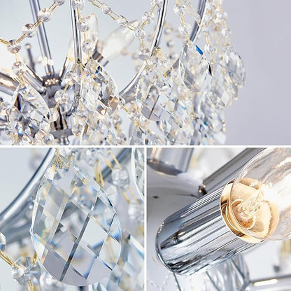 Crystal Ceiling Light Fixture, 6-Lights Modern Crystal Chandeliers for Dining Room Light Fixture, Semi Flush Mount Ceiling Light for Bedroom Kitchen Hallway Entryway Foyer Bathroom Living Room