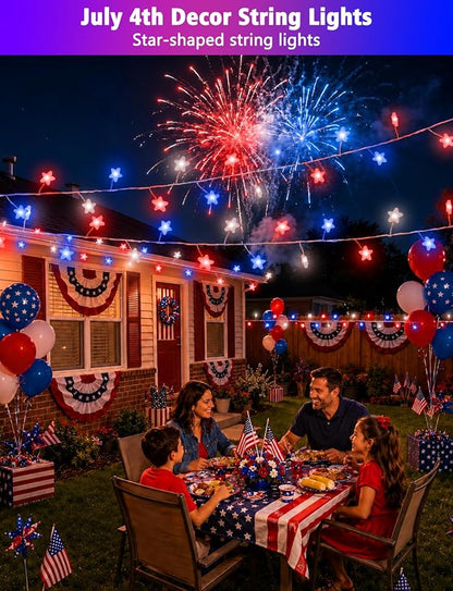 echosari Smart Firecracker Star Fairy Lights Plug in, 16 Million Color Changing String Lights RGB Built in Chip with App Remote Control Timer 10Ft Star String Lights for Bedroom Patio Party Decor