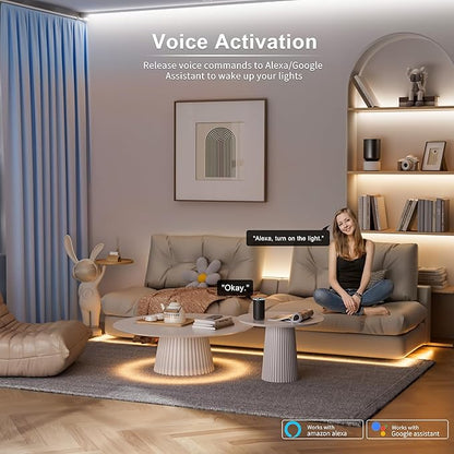 MIWISE COB LED Strip Light White LED Tape Lights 2700K-6500K 24V Color Changing Dimmable 32.8ft UL-Listed Super Bright with Remote & APP Control for Under Cabinets,Bedroom,Kitchen,Mirror,DIY Lighting