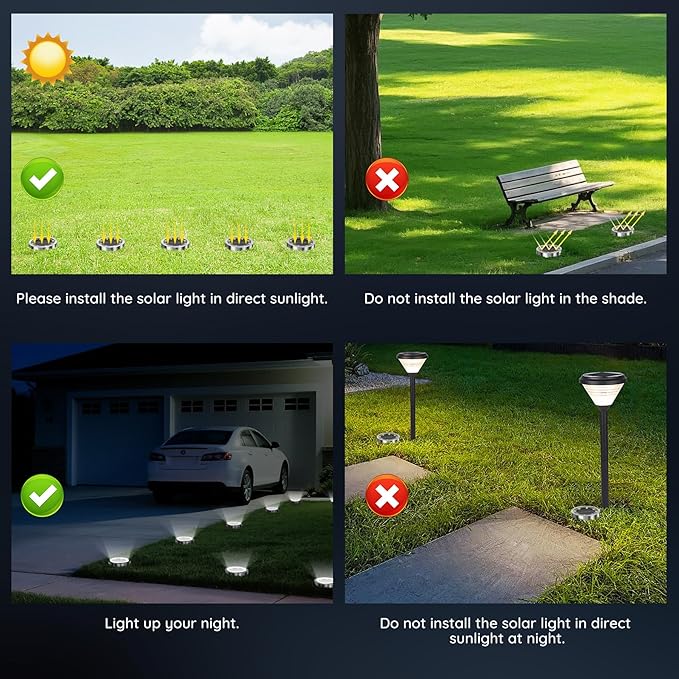 Solar Ground Lights Outdoor, 1 Pack Solar Lights Outdoor Waterproof, Mini Flat Solar-Powered Garden Light, Landscape Lighting for Garden Yard Lawn Pathway Walkway Driveway Backyard Decor, Cold White