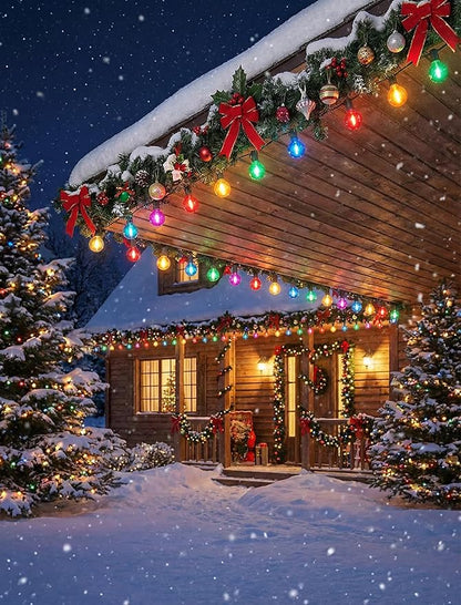 G40 LED Christmas String Lights, 50FT Christmas G40 String Lights with 27 Shatterproof G40 LED Clear Multicolor Bulbs, Outdoor Decoration Lights for Patio Backyard Roofline Garden Yard