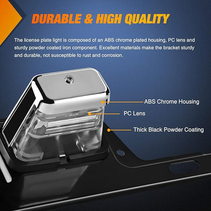 Nilight LED License Plate Light w/Bracket Mount Waterproof Courtesy Step Tag Dome Cargo Lights Chrome Housing 12V for Truck Trailer RV UTV ATV Camper Boat