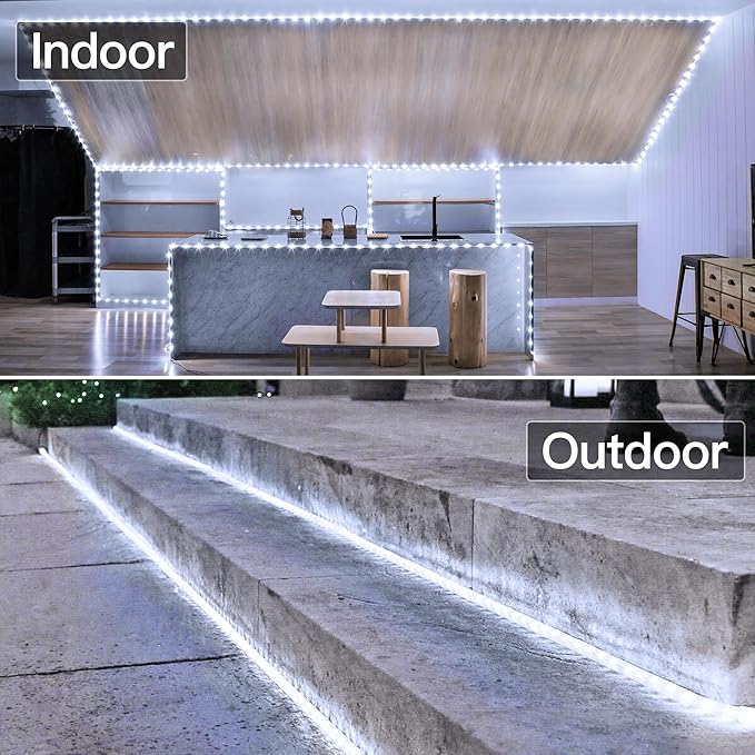 100FT 600LED Rope Lights Outdoor, IP68 Waterproof String Lights with Plug & Remote, Rope Lights for Outside, Patio, Pool, Bedroom, Party, Indoor Decoration (White)